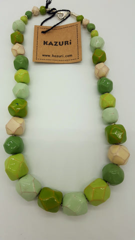 Kazuri Beads Necklace Facet 18 inches Soft Mint